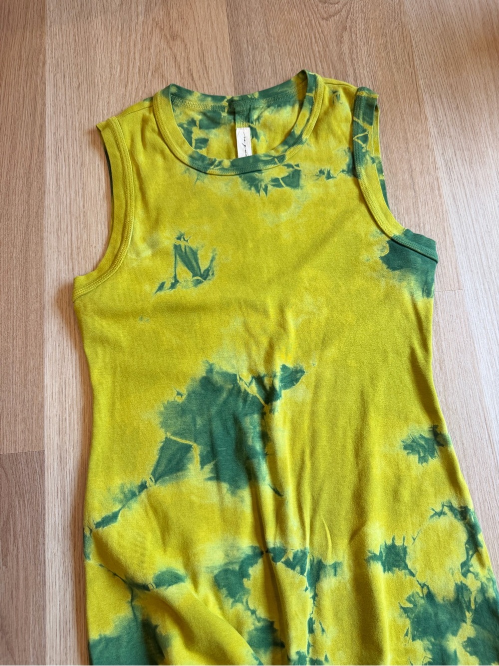 Tie dye chartreuse midi dress